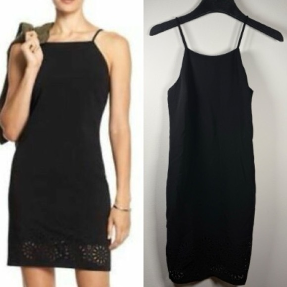 Banana Republic Black Embellished Halter Midi Dress Size 0 - Picture 1 of 10